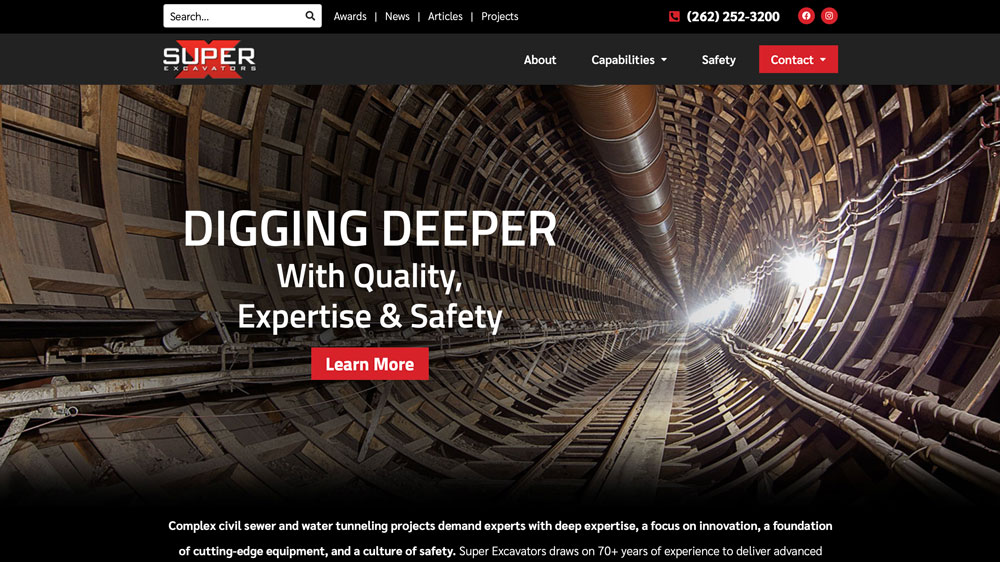 Super Excavators Website Design Screenshot