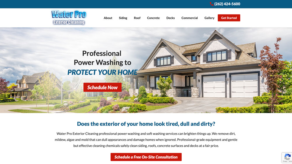 Water Pro Exterior Cleaning Website Design Screenshot