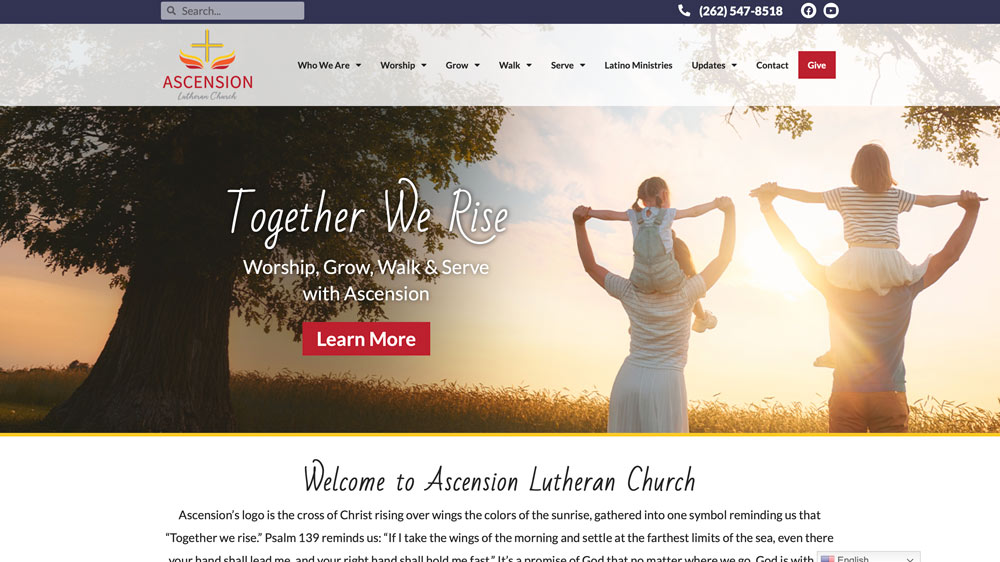 Ascension Lutheran Church Website Design Screenshot