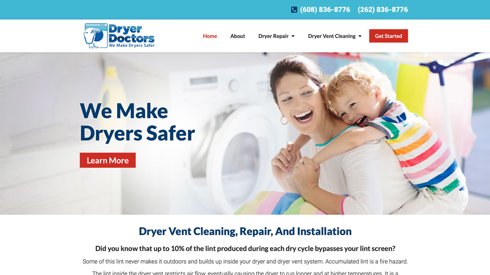 Dryer Doctors Website Design Screenshot
