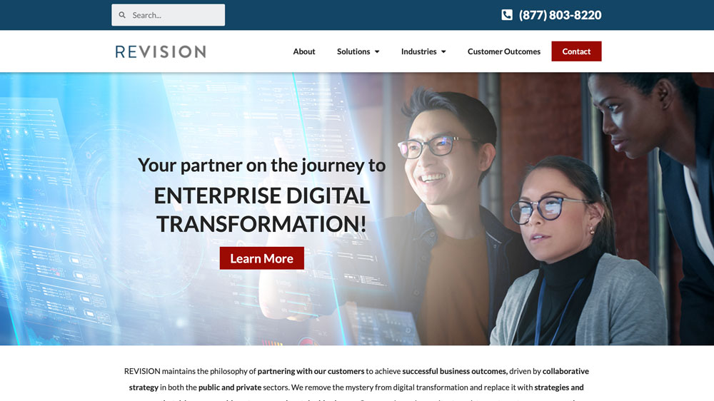 Revision Inc. Website Design Screenshot