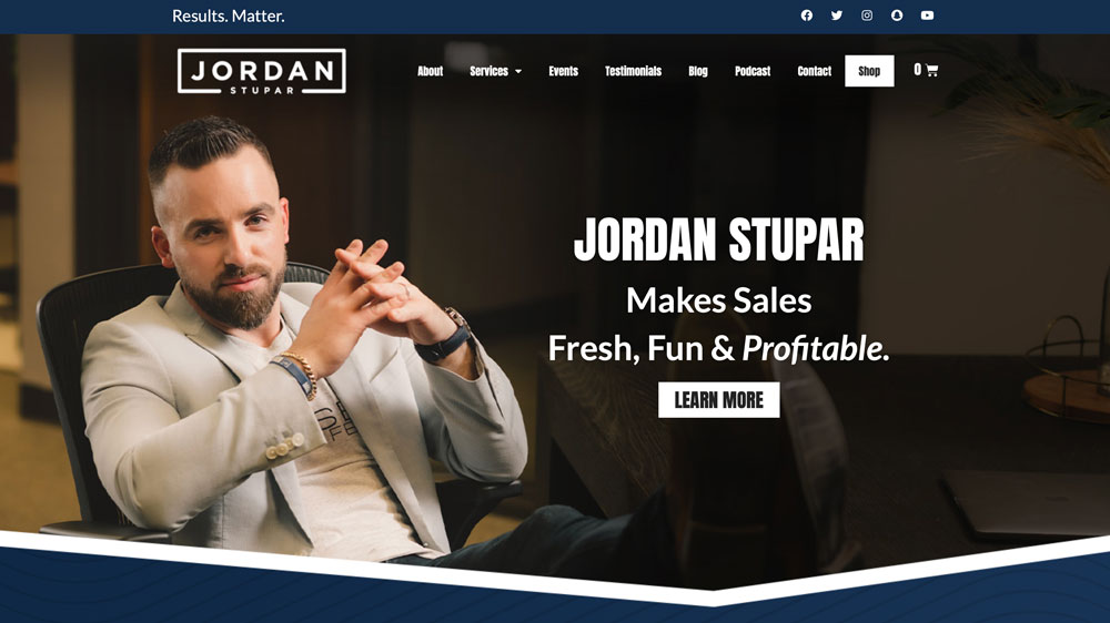 Jordan Stupar Website Design Screenshot