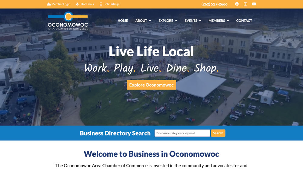 Oconomowoc Chamber of Commerce Website Design Screenshot