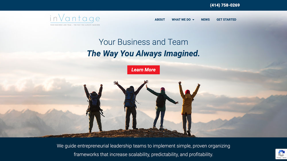 inVantage Website Design Screenshot