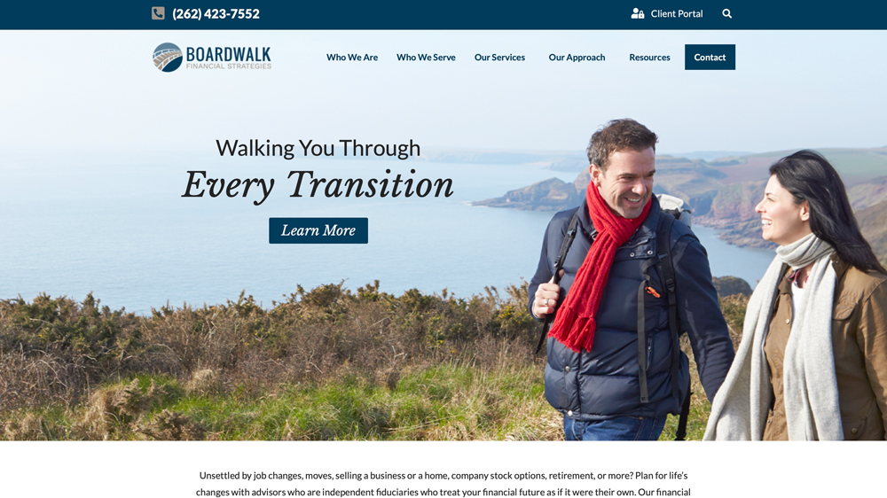 Boardwalk Financial Strategies Website Design Screenshot