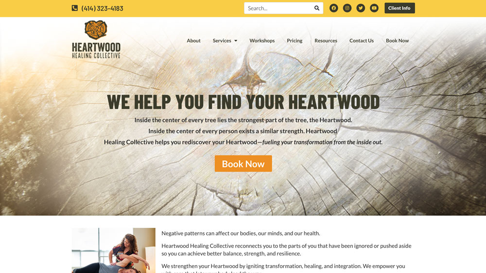 Heartwood Healing Collective Website Design Screenshot